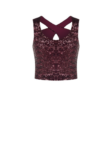 Crop Top Ricoperto Di Paillettes Con Cut-Out Rinascimento