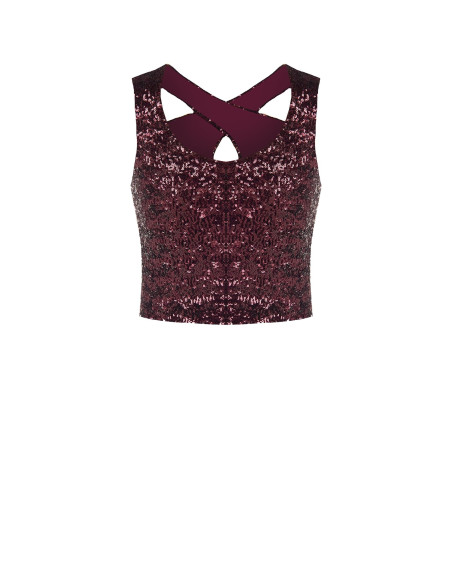Crop Top Ricoperto Di Paillettes Con Cut-Out Rinascimento