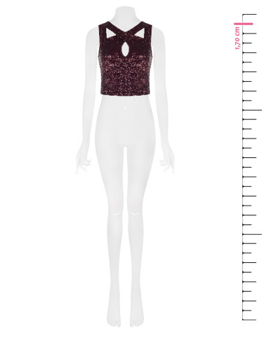 Crop Top Ricoperto Di Paillettes Con Cut-Out Rinascimento