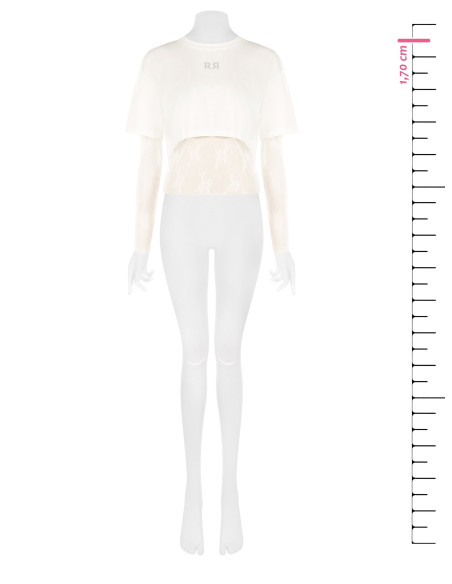Coordinato Top In Pizzo E Crop Top In Cotone Con Logo Rr In Strass Rinascimento