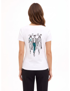 Regular-fit T-shirt in a cotton blend with a ‘Sfilata’ print in ‘Rinascimento’ flock print 2