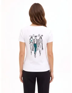 T-shirt coupe classique en coton mélangé, avec imprimé « Sfilata » en flocage « Rinascimento » 2