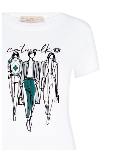Regular-fit T-shirt in a cotton blend with a ‘Sfilata’ print in ‘Rinascimento’ flock print