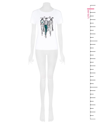 T-Shirt Regular In Misto Cotone Con Stampa Sfilata In Floccato Rinascimento