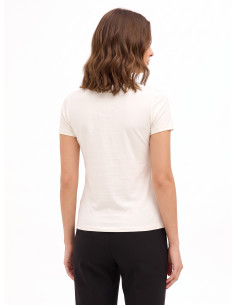 T-Shirt Regular In Misto Cotone Stampa Slogan Con Strass Rinascimento 2