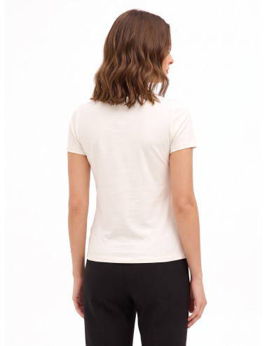 T-Shirt Regular In Misto Cotone Stampa Slogan Con Strass Rinascimento