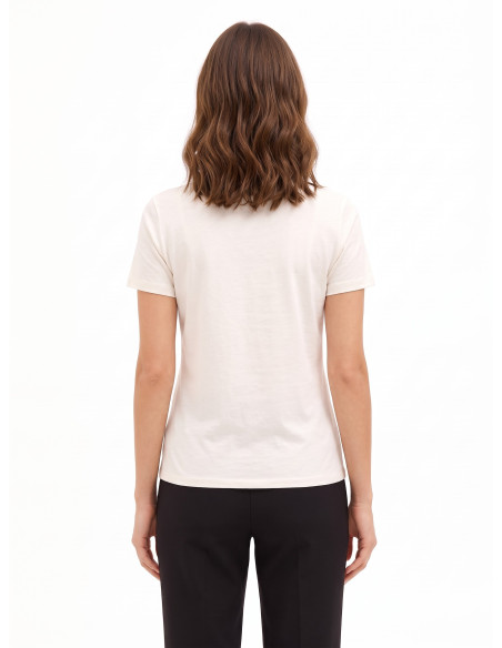 Regular-fit T-shirt in a cotton blend, featuring a female figure print with Rinascimento-style crystals