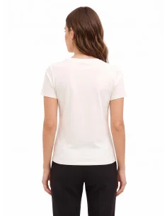Regular-fit cotton T-shirt with laminated flowers and Rinascimento-style pearls 2