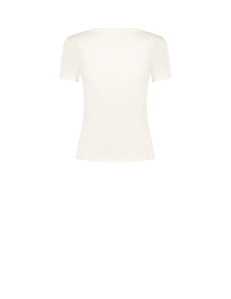 T-shirt coupe classique en coton avec motifs floraux laminés et perles « Rinascimento »