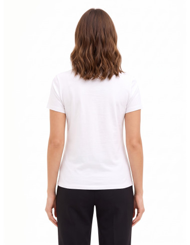 T-Shirt Regular In Misto Cotone Con Stampa Slogan Con Strass Rinascimento