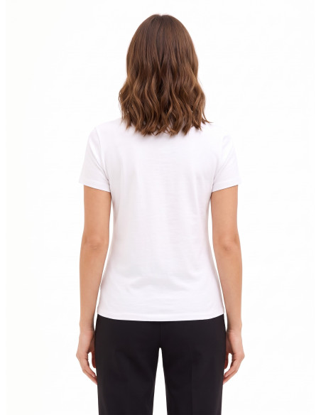 T-Shirt Regular In Misto Cotone Con Stampa Slogan Con Strass Rinascimento
