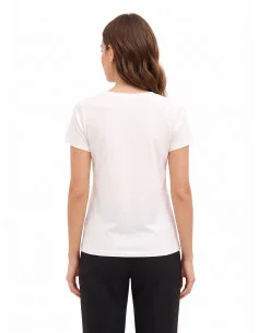 T-shirt coupe classique en coton avec imprimé tendance et franges en strass « Rinascimento » 2