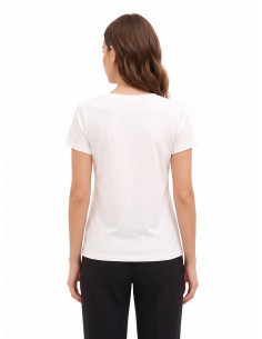 T-Shirt Regular In Cotone Con Stampa Fashion E Frange In Strass Rinascimento 2