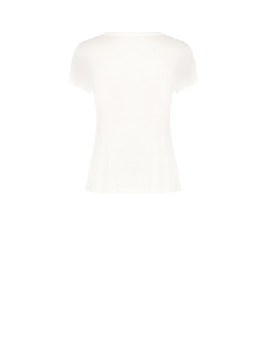 T-shirt coupe classique en coton avec imprimé tendance et franges en strass « Rinascimento »