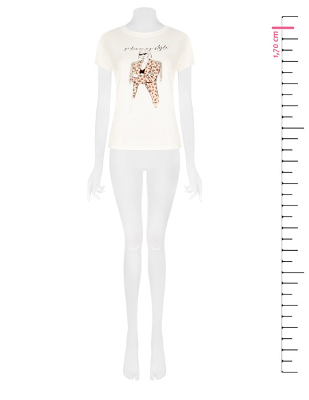 Regular-fit cotton T-shirt with a fashion print and Rinascimento-style rhinestone fringing