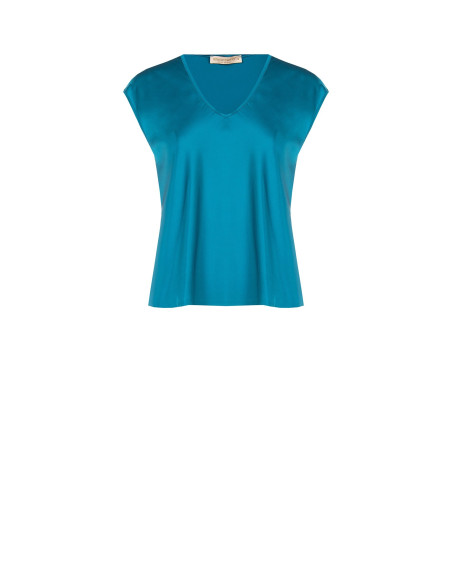 Blouse fluide en satin à encolure en V de style Rinascimento
