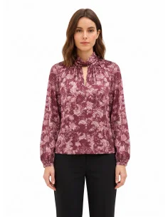 Blouse fluide en satin à imprimé paisley et col roulé « Rinascimento »