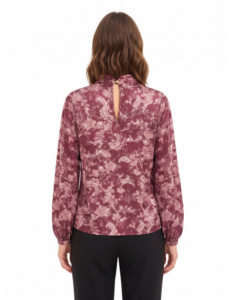 Blouse fluide en satin à imprimé paisley et col roulé « Rinascimento »