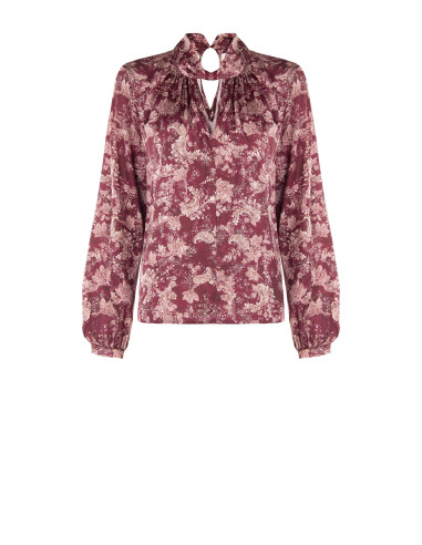 Blouse fluide en satin à imprimé paisley et col roulé « Rinascimento »