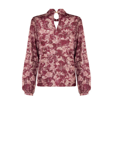 Blouse fluide en satin à imprimé paisley et col roulé « Rinascimento »