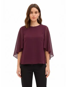Blouse fluide en georgette avec cape intégrée « Rinascimento »