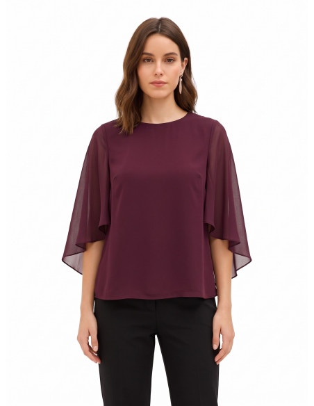 Blusa Fluida In Georgette Con Mantella Integrata Rinascimento