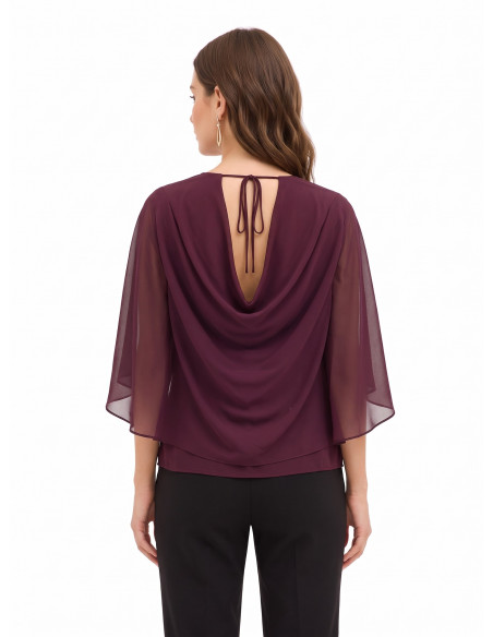Blusa Fluida In Georgette Con Mantella Integrata Rinascimento