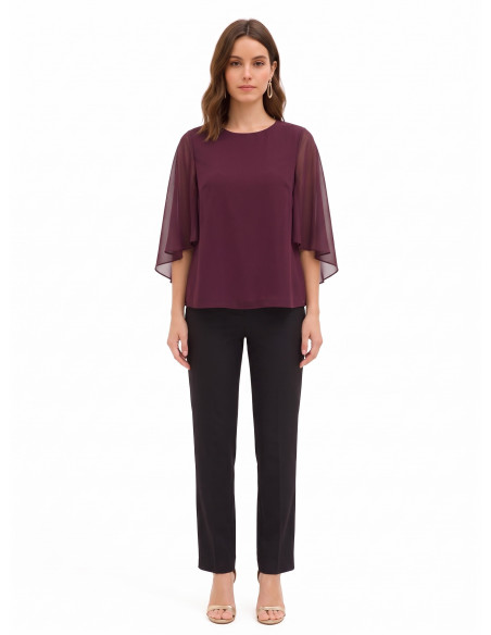 Blouse fluide en georgette avec cape intégrée « Rinascimento »