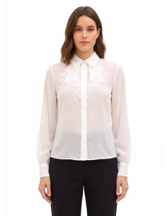 Sheer Georgette Blouse with Rinascimento Lace Ruffles