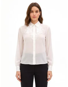 Sheer Georgette Blouse with Rinascimento Lace Ruffles