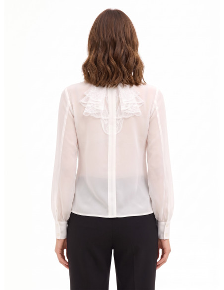 Sheer Georgette Blouse with Rinascimento Lace Ruffles