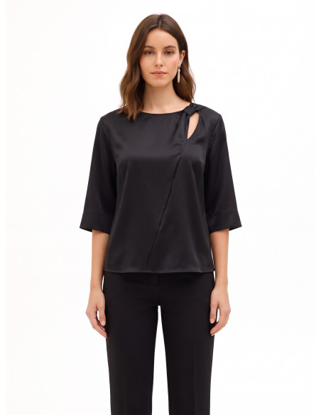 Blusa Ampia In Raso Con Cut-Out E Arriccio Su Una Spalla Rinascimento