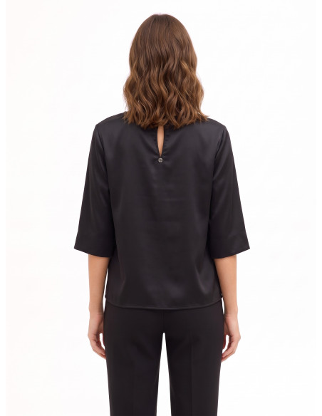 Blouse ample en satin avec découpe et fronces sur une épaule, Rinascimento
