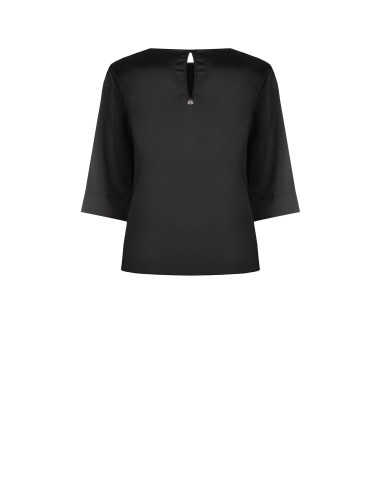 Rinascimento Loose-Fitting Satin Blouse with Cut-Out and Gathered Detail on One Shoulder