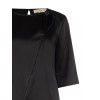 Rinascimento Loose-Fitting Satin Blouse with Cut-Out and Gathered Detail on One Shoulder