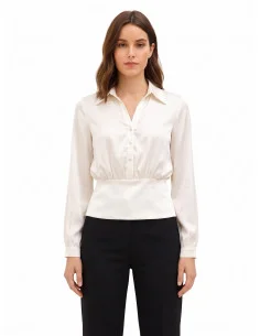 Chemise en satin à encolure en V et boutons assortis « Rinascimento »