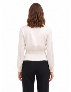 Chemise en satin à encolure en V et boutons assortis « Rinascimento » 2