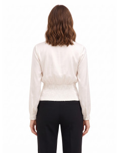 Satin Shirt with V-neck and Matching Buttons – Rinascimento 2