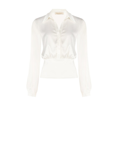 Satin Shirt with V-neck and Matching Buttons – Rinascimento