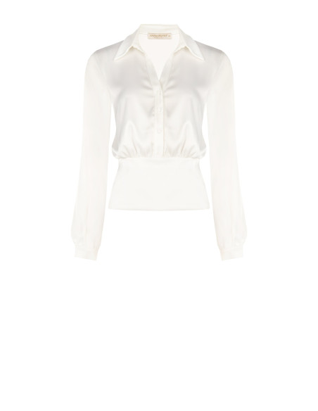 Chemise en satin à encolure en V et boutons assortis « Rinascimento »