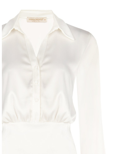 Camicia In Raso Con Scollo A V E Bottoni Coordinati Rinascimento