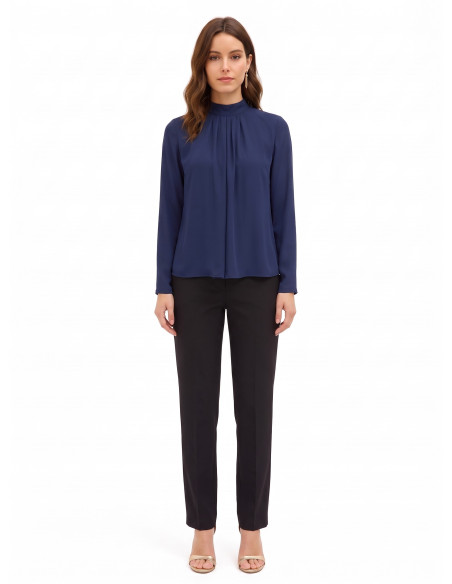 Blusa Fluida In Georgette Con Pieghe Sul Davanti Rinascimento