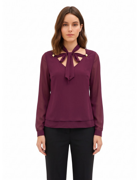 Rinascimento Long-Sleeved Flowy Satin Blouse