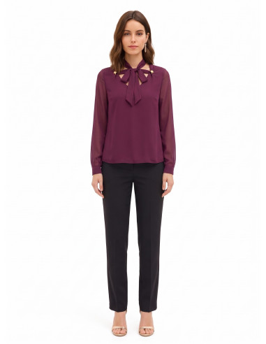 Blouse fluide à manches longues en satin « Rinascimento »