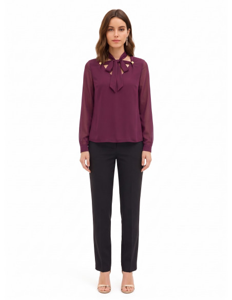 Blusa Fluida A Maniche Lunghe In Raso Rinascimento