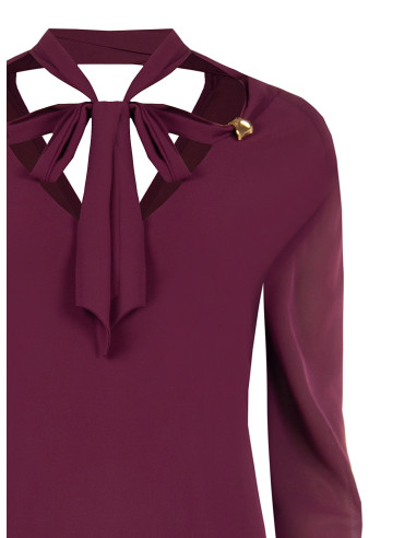 Blouse fluide à manches longues en satin « Rinascimento »