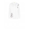 Oversized Cotton Shirt with Concealed Buttons and Rhinestones by Rinascimento