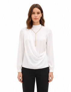Blusa In Georgette Con Drappeggio E Dettaglio Catena Rinascimento