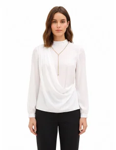 Rinascimento Georgette Blouse with Draping and Chain Detail