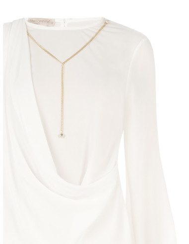 Blouse en georgette avec drapé et détail chaîne « Rinascimento »